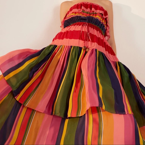 ❌SOLD❌ NWT FARM RIO MIXED STRIPES STRAPLESS DRESS SIZE LARGE - Picture 4 of 6